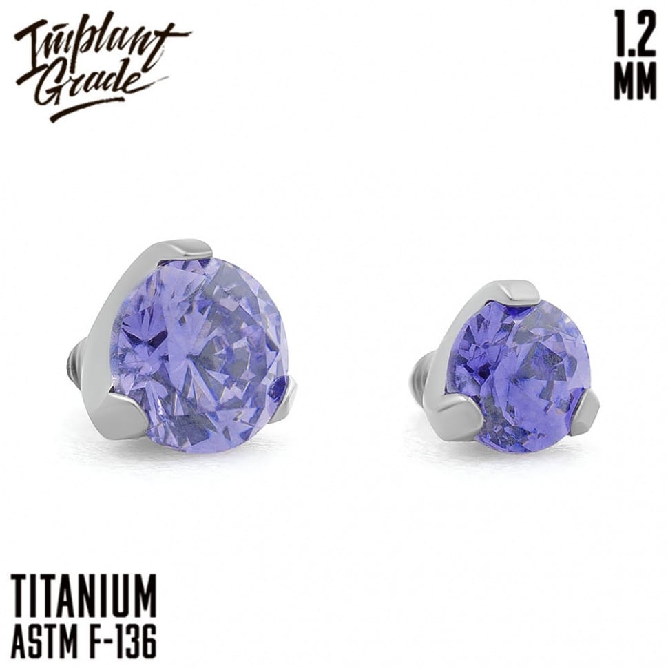 НАКРУТКА ФИАНИТ TANZANITE IMPLANT GRADE 1.2 ММ ТИТАН — фото товара