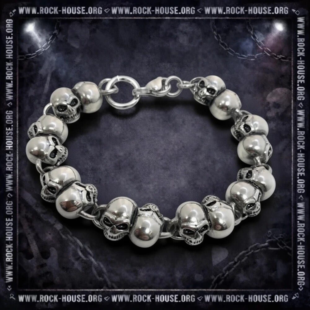 Рок-браслет из стали stainless steel Double Skull — фото товара