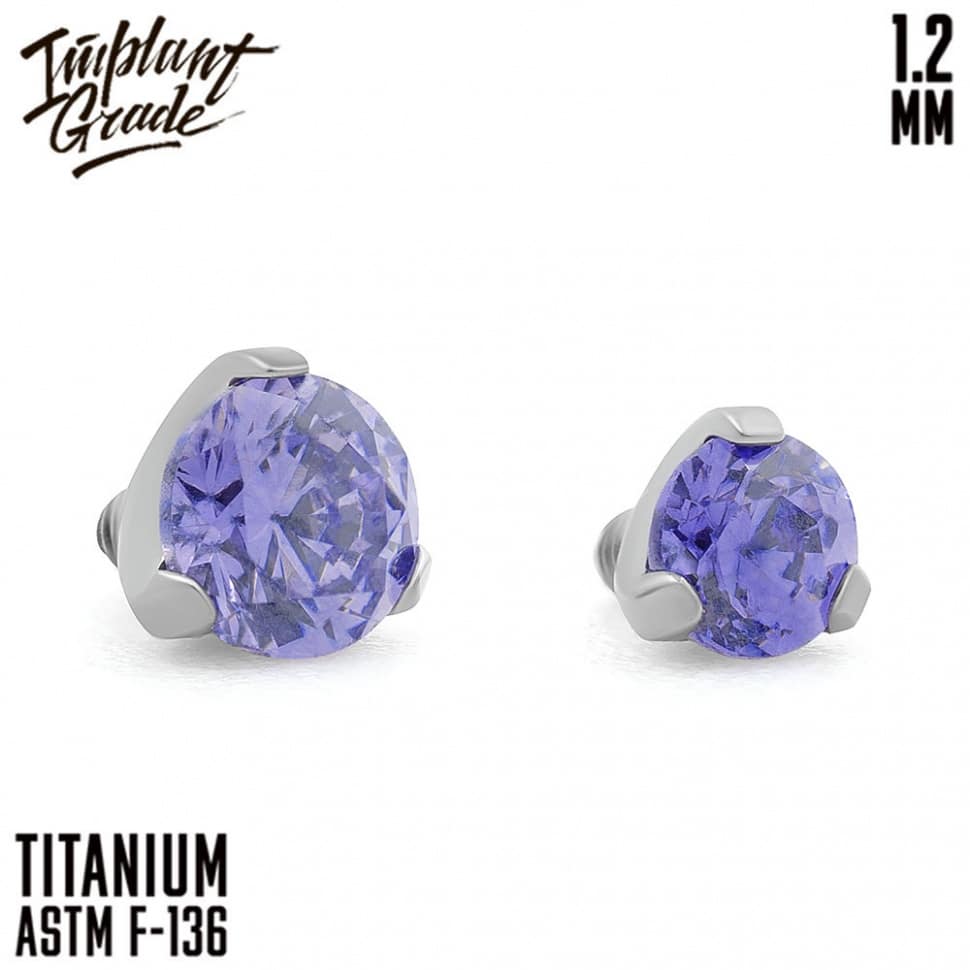 НАКРУТКА ФИАНИТ TANZANITE IMPLANT GRADE 1.2 ММ ТИТАН — Накрутка внутр. резьба