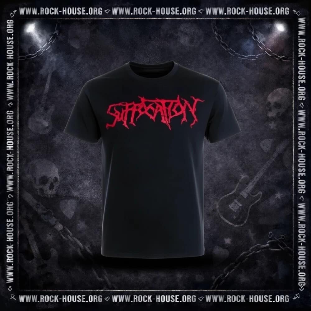 Футболка Suffocation | чёрная | с красным логотипом — Футболки