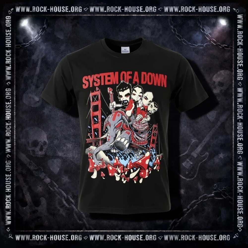 Футболка System Of A Down | красный логотип — Футболки