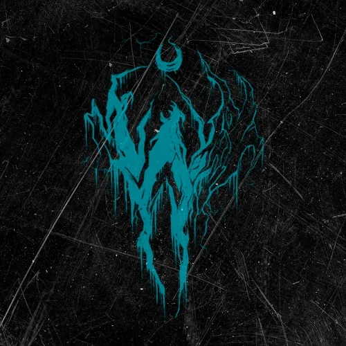 Бирюзовый визуальный образ SHADOWMOOR на чёрном фоне